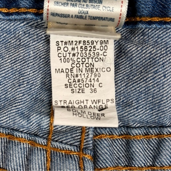 True Religion | Deer Hallow Denim Orange Stitch  Straight Leg Jeans - Picture 11 of 16